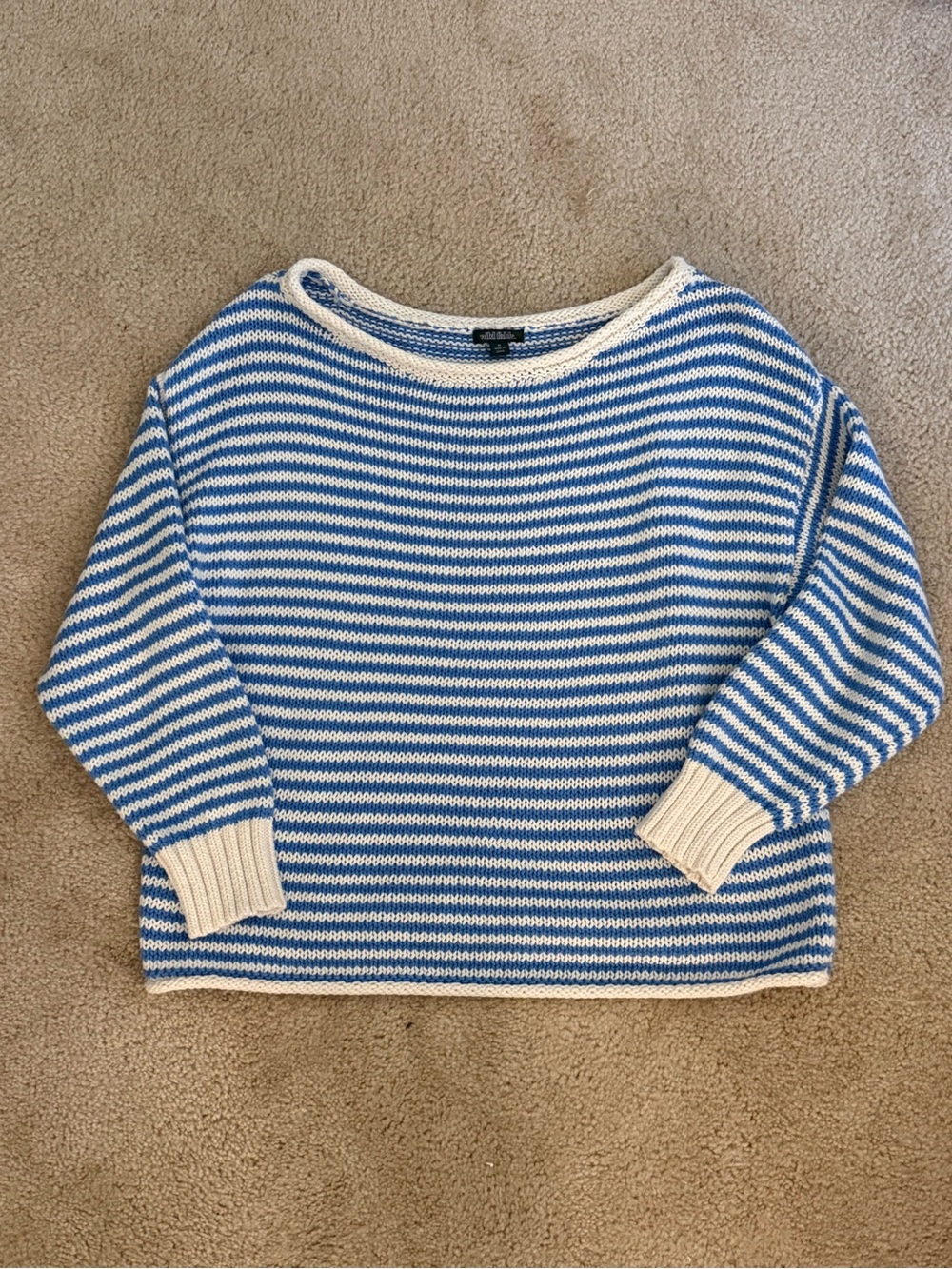 Wild Fable Striped Blue and Cream Knit Sweater - Women